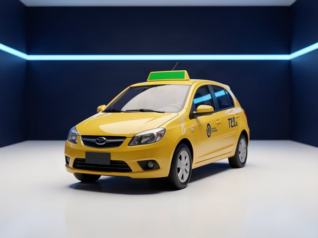 Taxi de servicio público durante la revisión técnico-mecánica